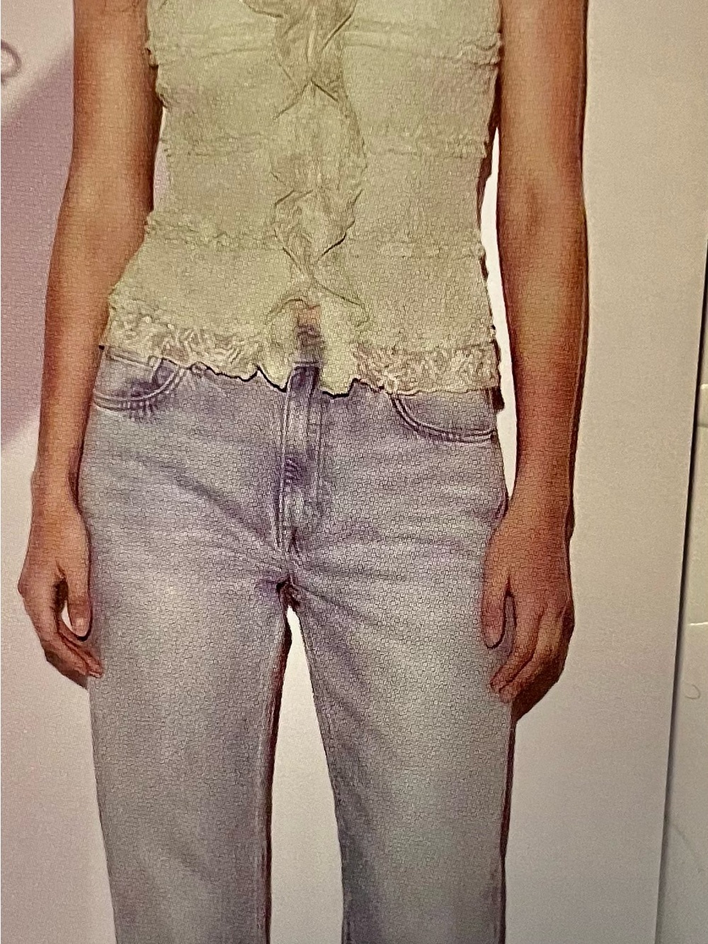 Light Green Ruffled Sleeveless Blouse - Women